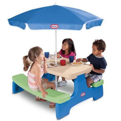 Easy Store™ Picnic Table with Umbrella – BlueGreen